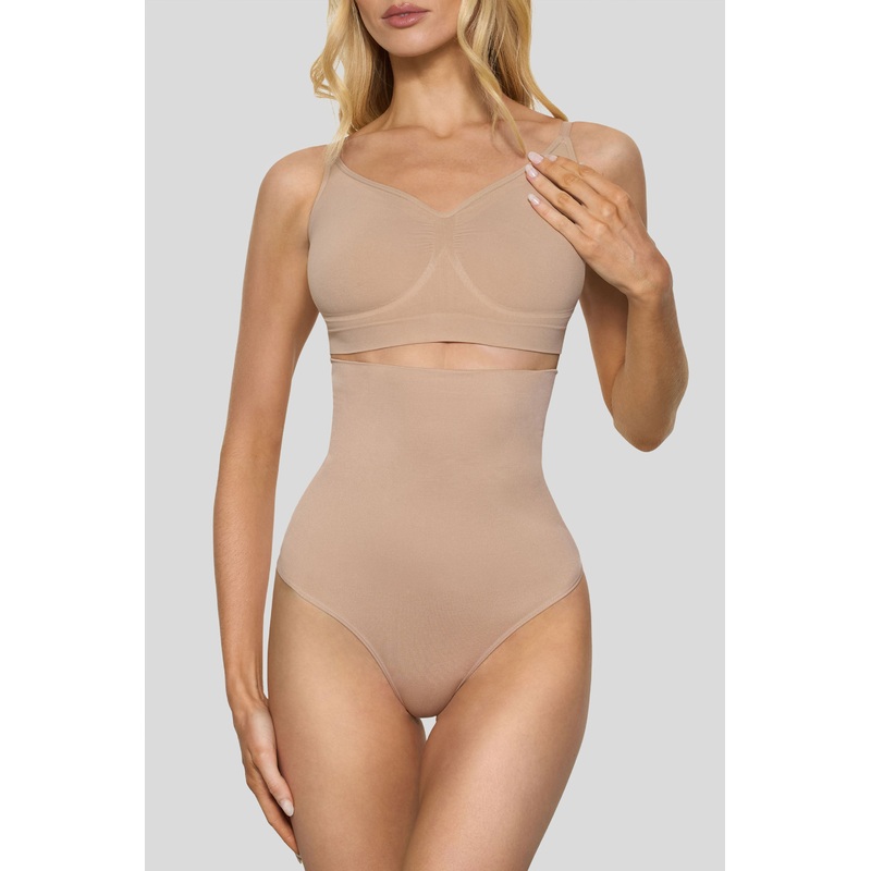 BOOMBA | Beige High-Waisted Thong Shapewear