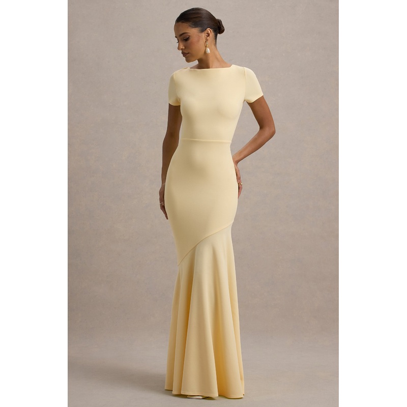 Rian | Pale Lemon Short-Sleeve Maxi Dress
