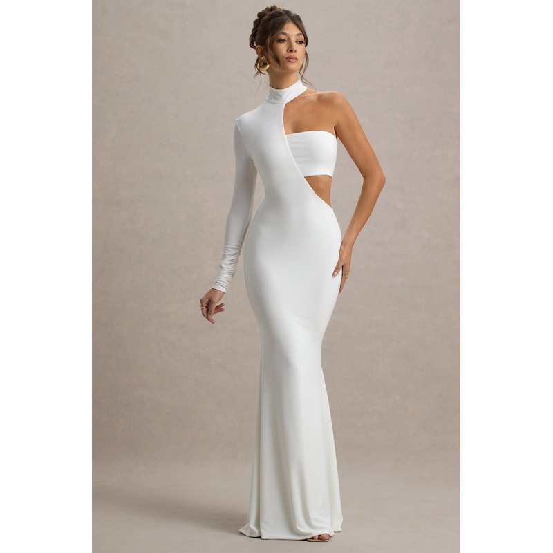 Socialite | White One-Sleeve Cut-Out Maxi Dress