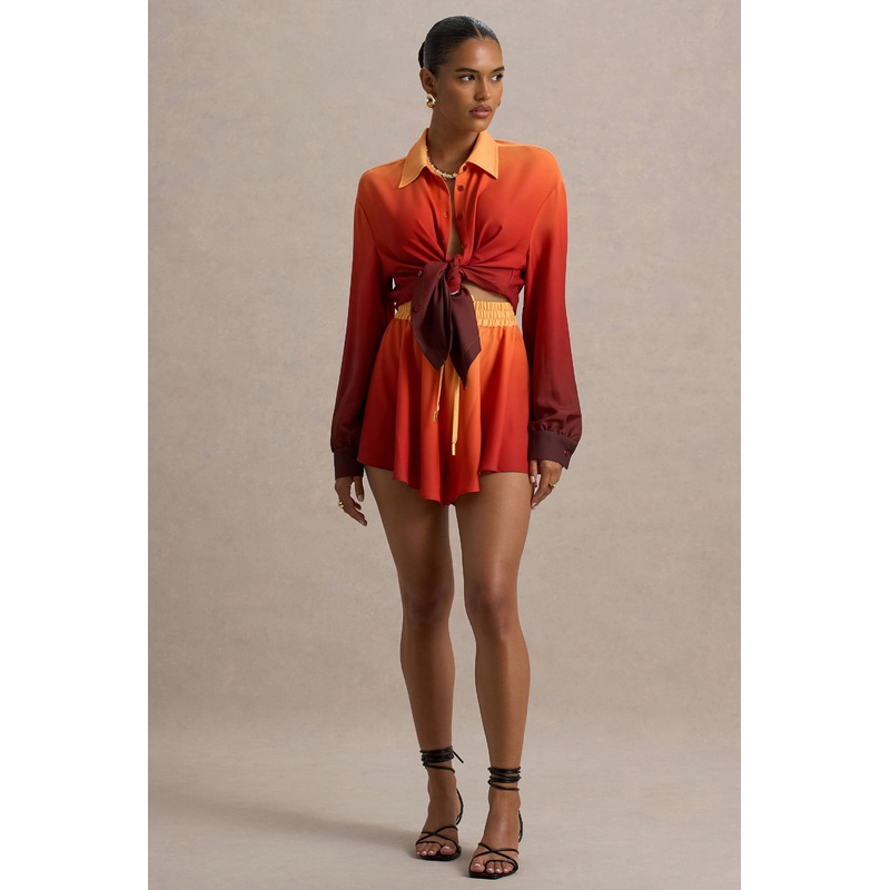 Gold Coast | Ombre Satin Shorts with Draw-String Detail