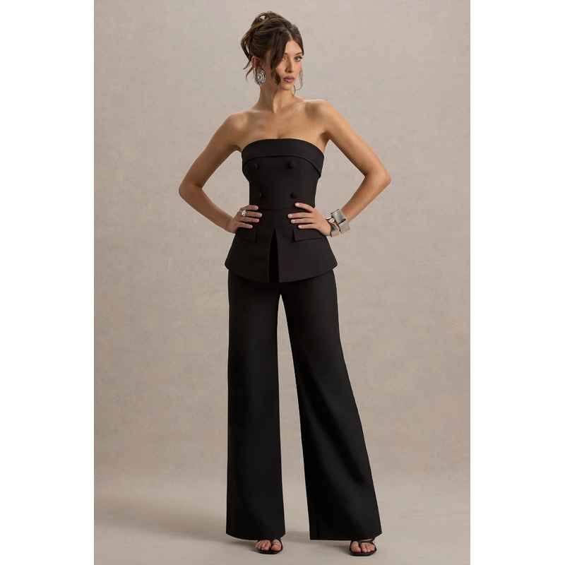 Noemi | Black Bandeau Tailored Jumpsuit