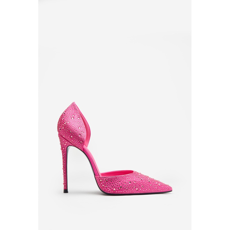Catcher | Pink Diamante Pointed Court Heels