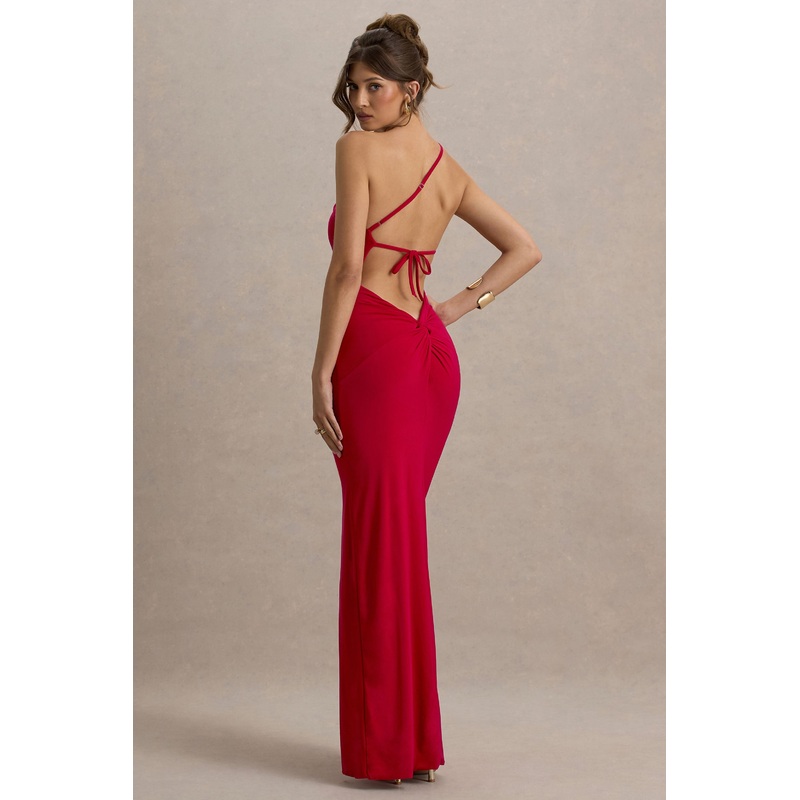 Dressing Up | Red One Shoulder Maxi Dress With Open Back Detail