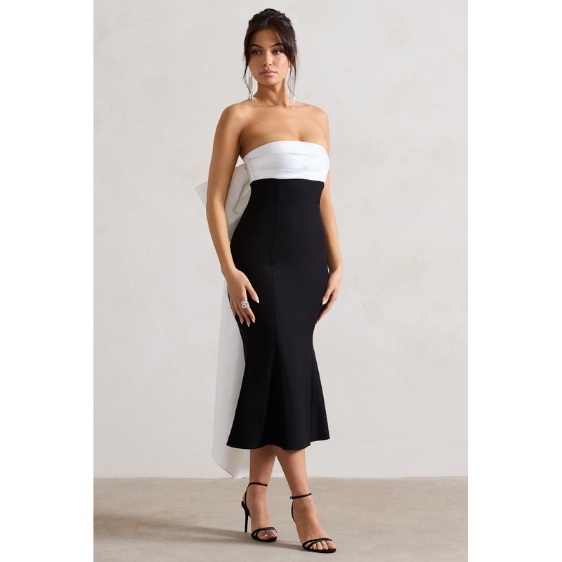 Wishlist | Black Bandeau Midi Dress With Oversized White Bow