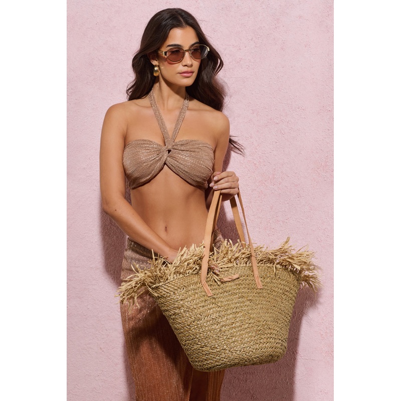Navagio | Beige Straw Tote Bag