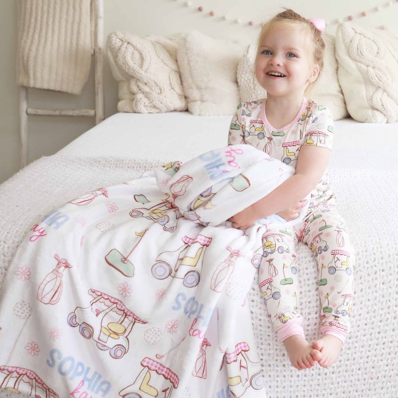 Country Club Cuties Personalized Kids Blanket | Pink