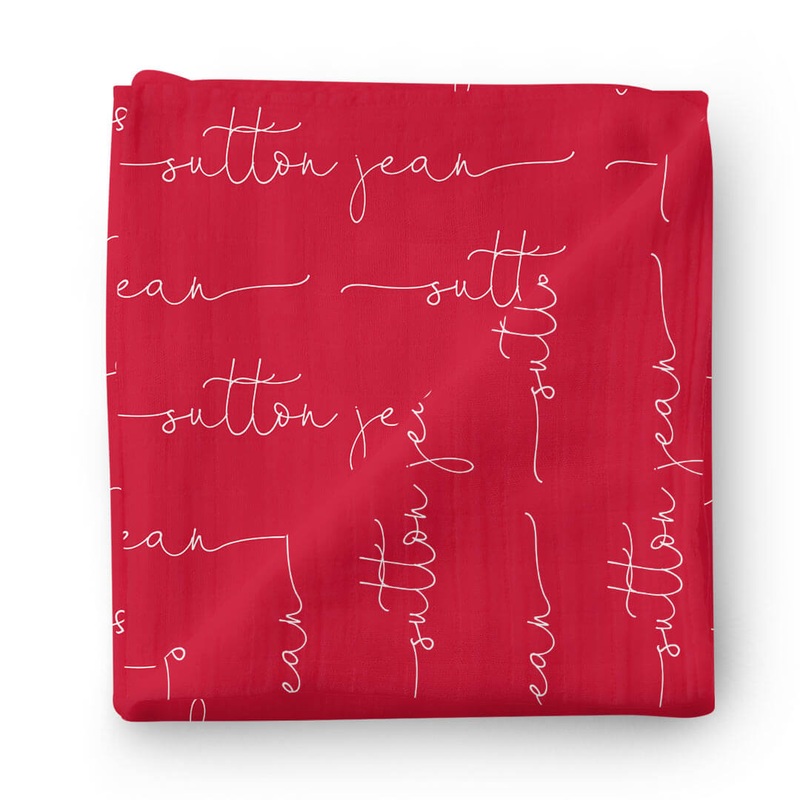 Personalized Hawk Red Swaddle Blanket – Script Only