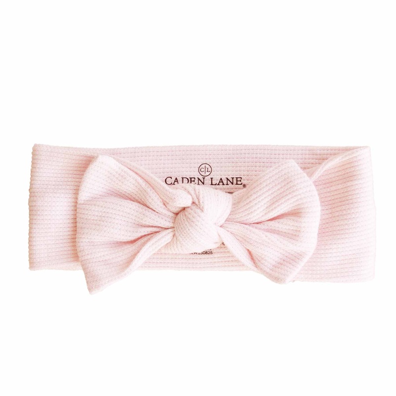 Pearl Pink Bamboo Waffle Knit Large Bow Headwrap