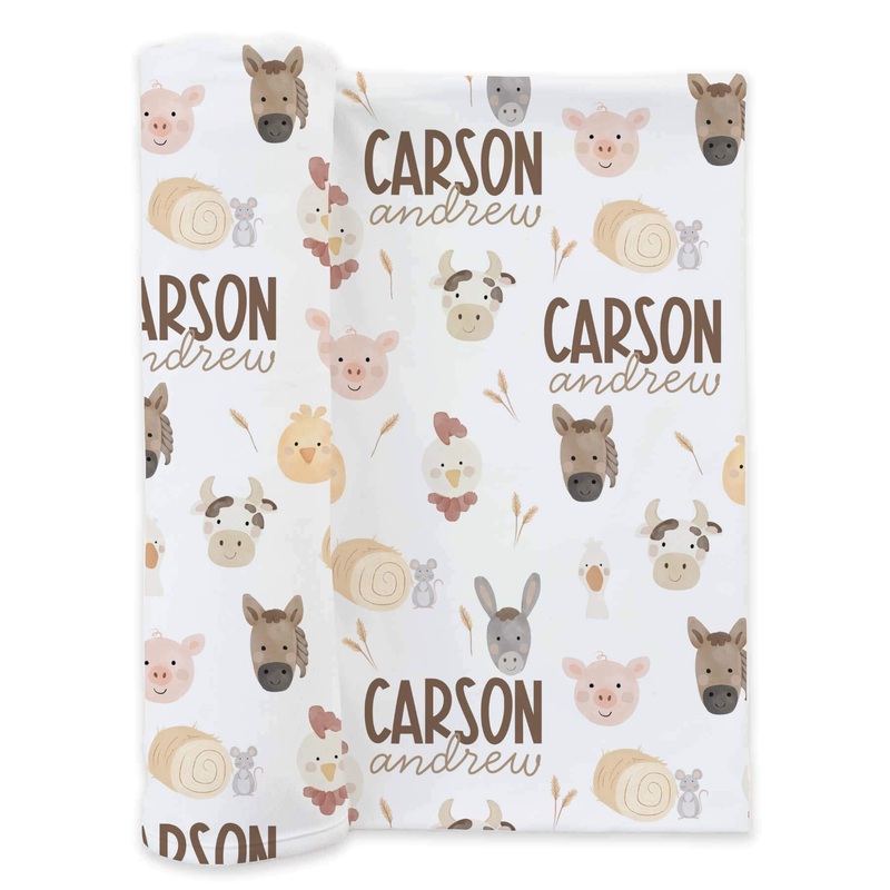 Barnyard Buddies Personalized Swaddle Blanket