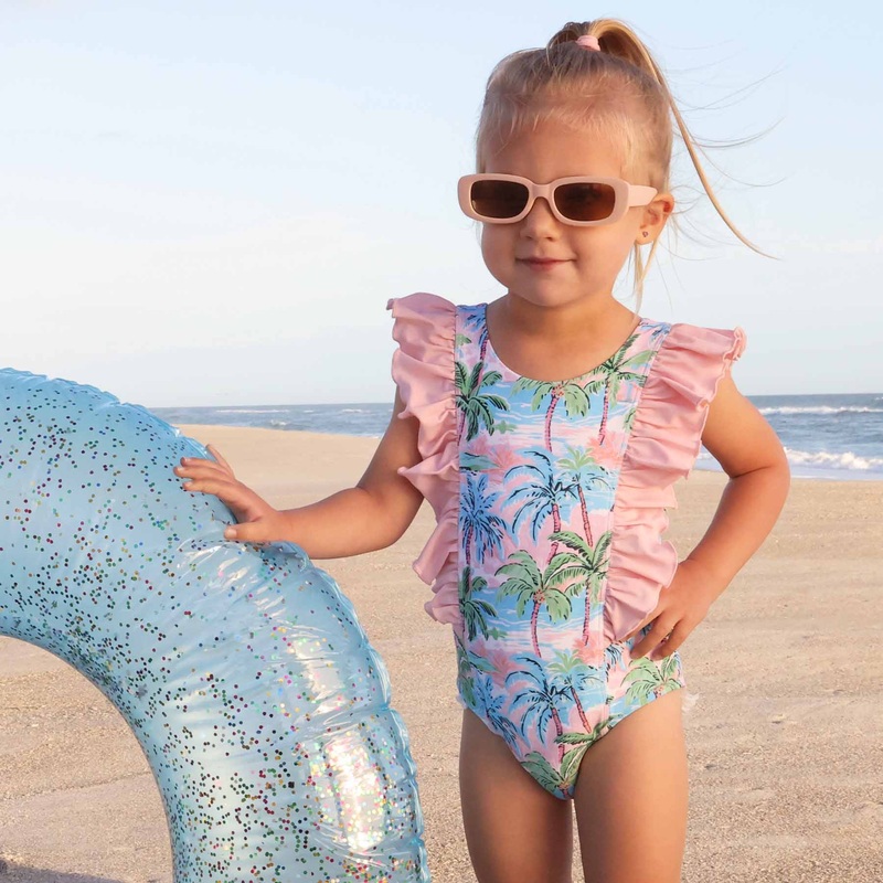 Double Ruffle One Piece | Pastel Palms