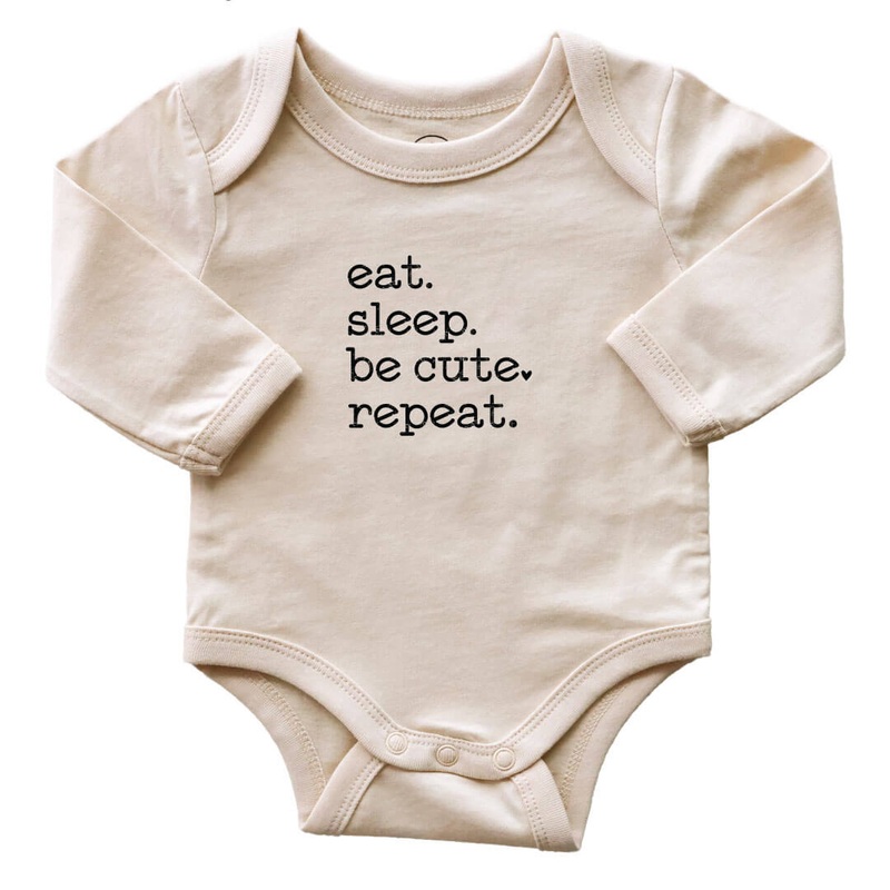 Eat. Sleep. Be Cute. Long Sleeve Graphic Bodysuit | Natural