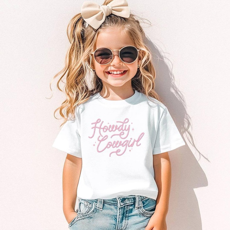 Howdy Cowgirl Kids Graphic Tee | White