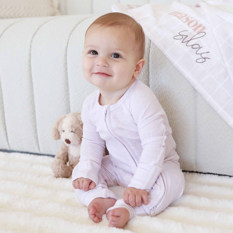 Sloane’s Squares Bamboo Waffle Convertible Zip Romper