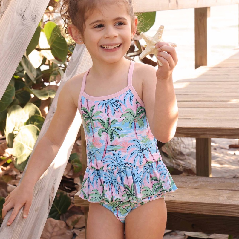 Two Piece Strappy Tankini | Pastel Palms