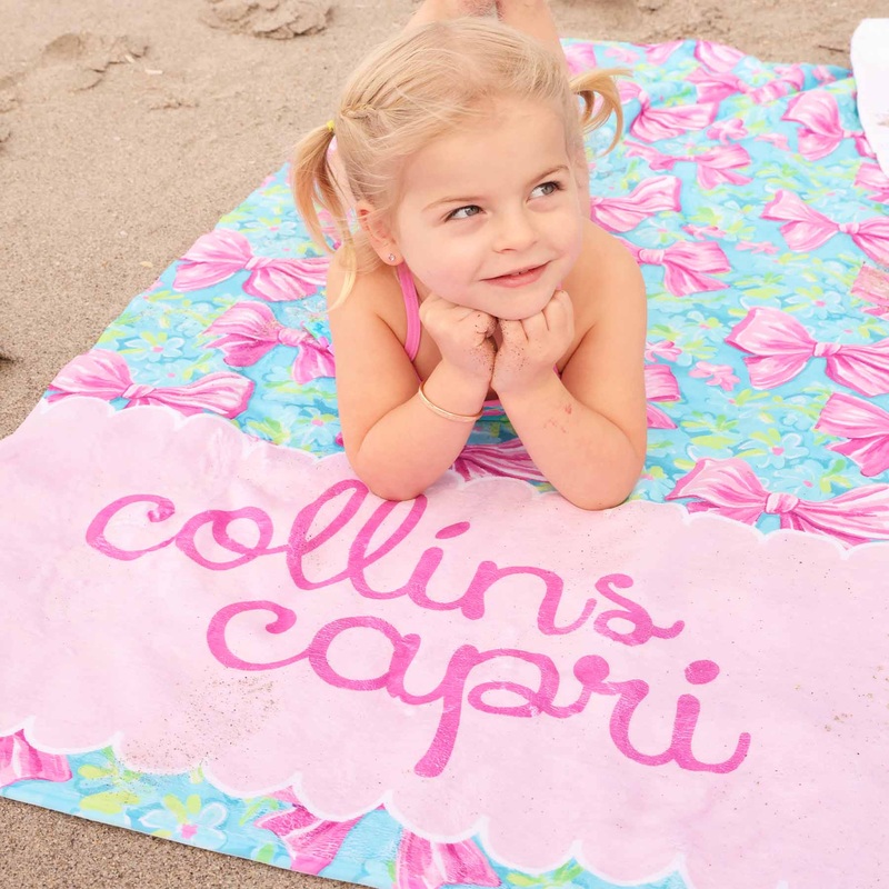 Beachy Bows Personalized Kids Beach Towel