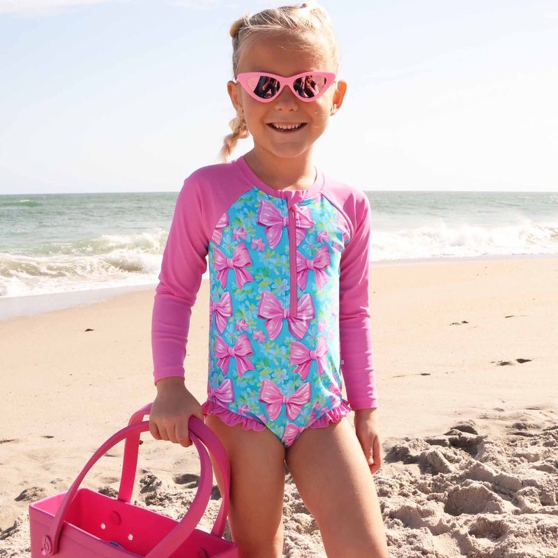 Long Sleeve Rash Guard with Front Zipper | Beachy Bows