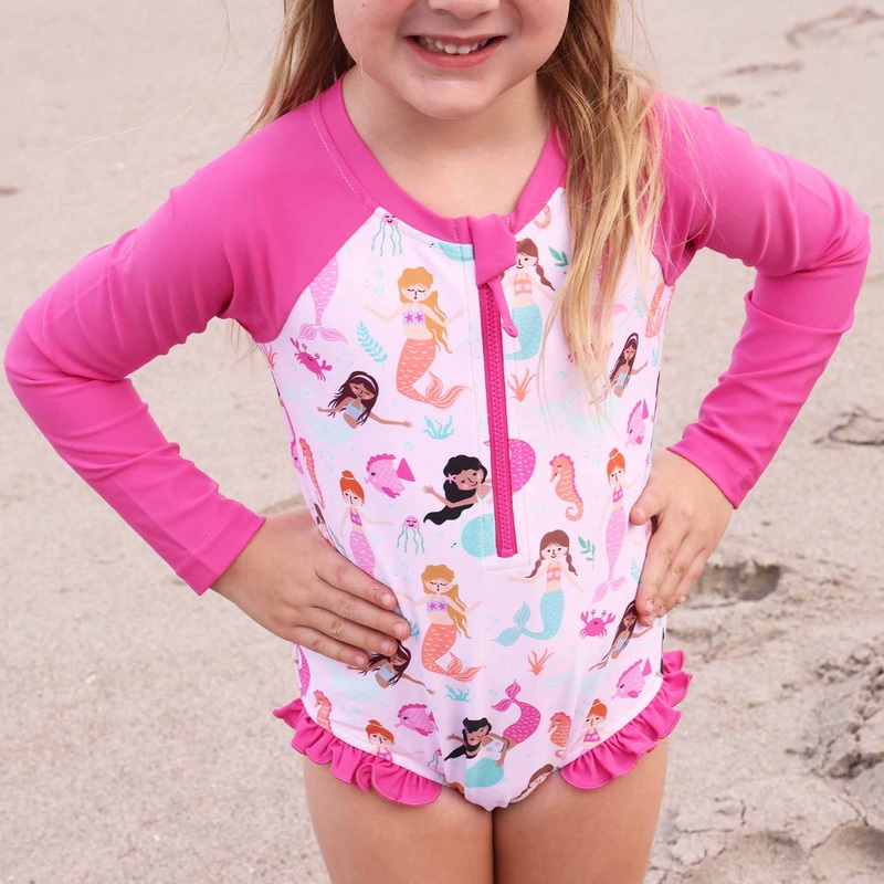 Long Sleeve Rash Guard with Front Zipper | Under The Sea