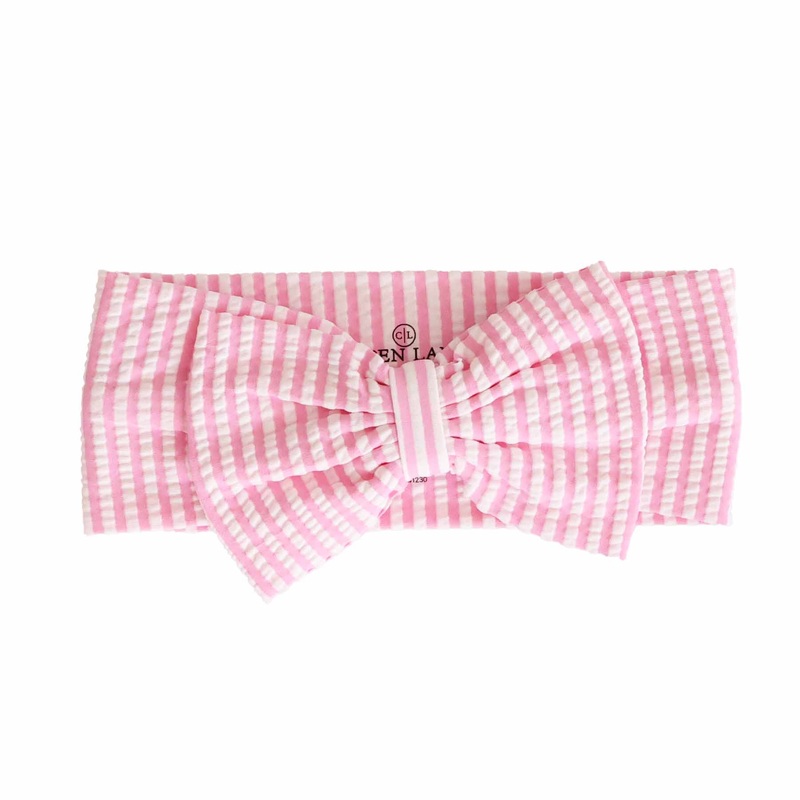 Swim Bow | Seersucker Dusty Pink