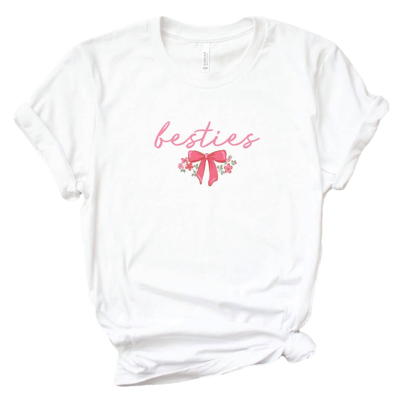 Besties Bows Graphic Tee | White