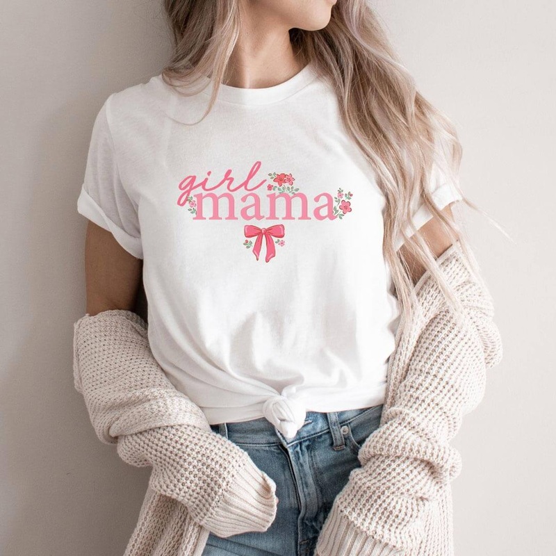 Girl Mama in Bows Graphic Tee | White