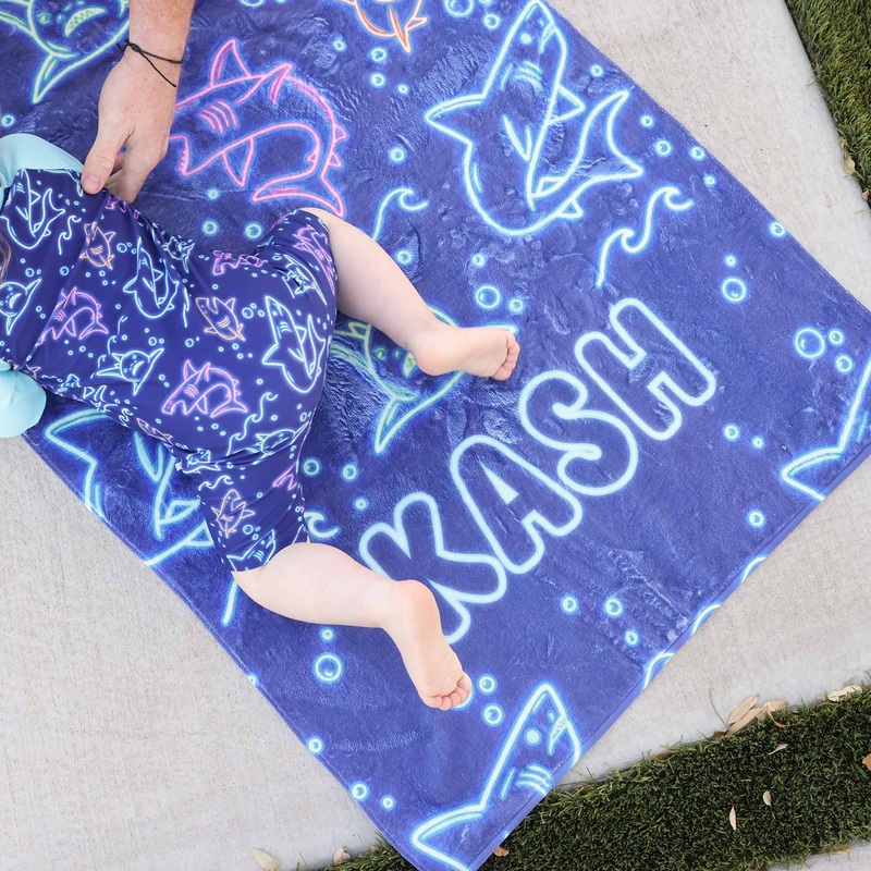 Glow Fins Personalized Kids Beach Towel