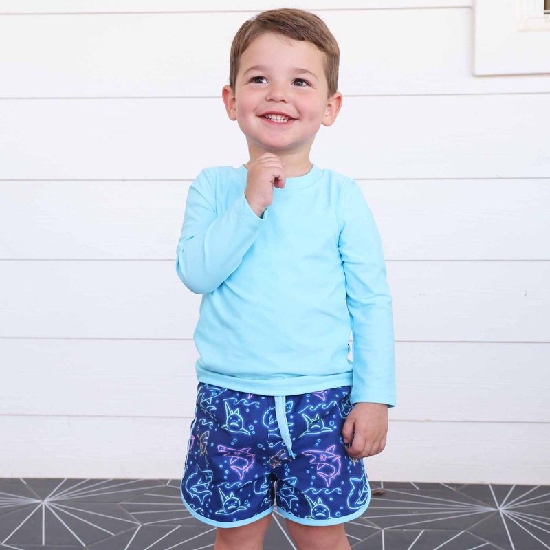 Long Sleeve Rash Guard Shirt | Glow Fin Blue