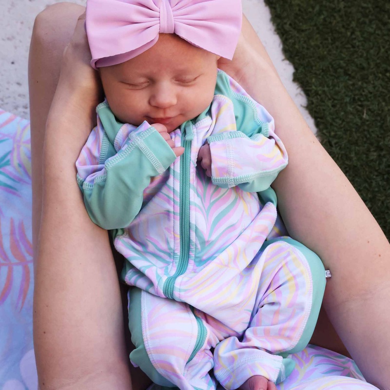 Long Sleeve Rash Guard Swim Romper Full Length | Island Palms