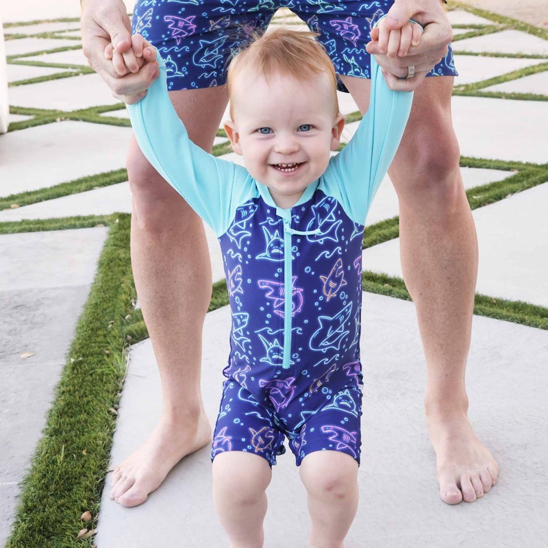 Long Sleeve Rash Guard Swim Romper Shortie | Glow Fins