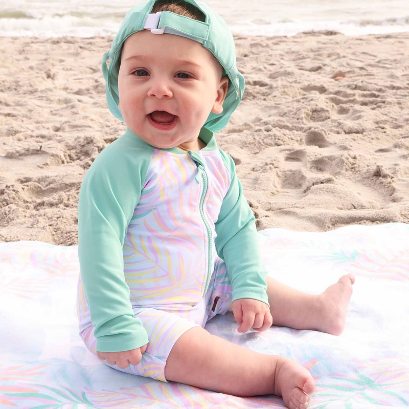 Long Sleeve Rash Guard Swim Romper Shortie | Island Palms