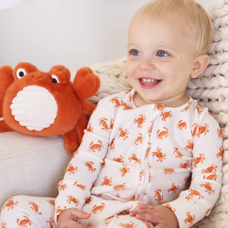 Cutie Crabs Bamboo Waffle Convertible Zip Romper