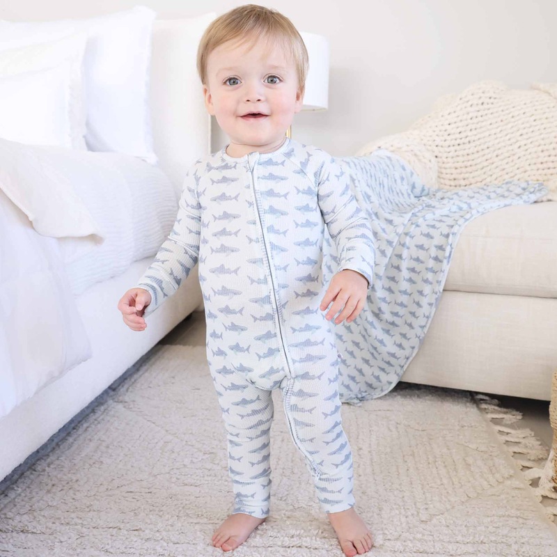 Fins Up Bamboo Waffle Convertible Zip Romper