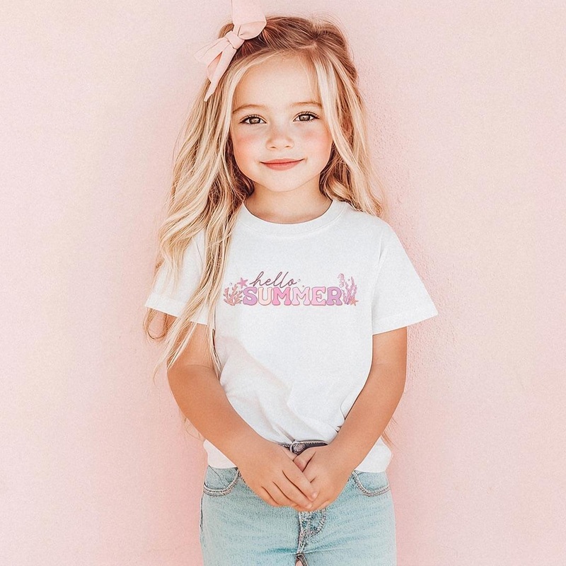 Hello Summer Kids Graphic Tee | White