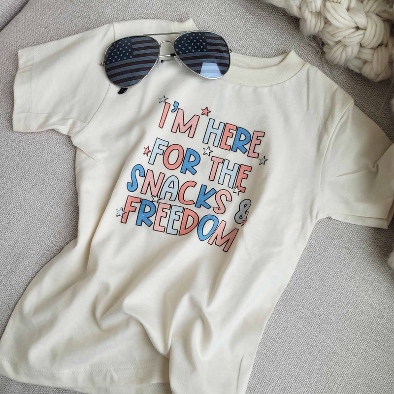 Here For The Snacks & Freedom Kids Graphic Tee | Natural