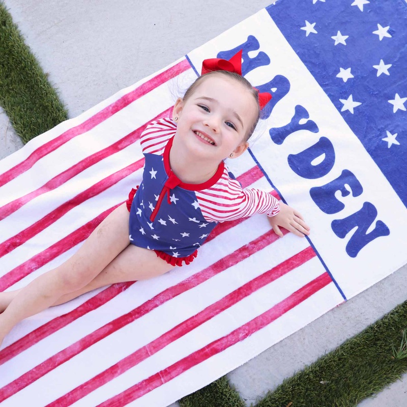Star-Spangled Summer Personalized Kids Beach Towel