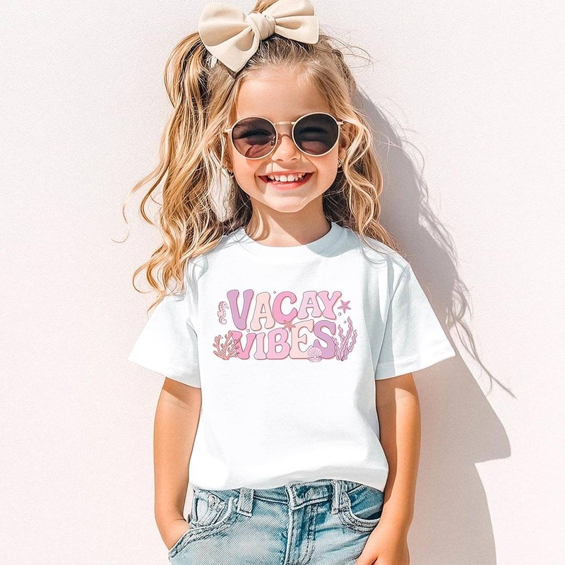 Vacay Vibes Kids Graphic Tee | White