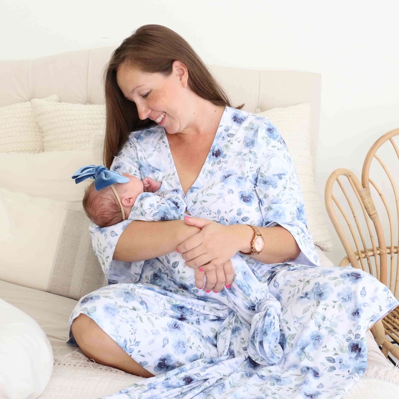 Bailey’s Blue Floral Knit Maternity Robe