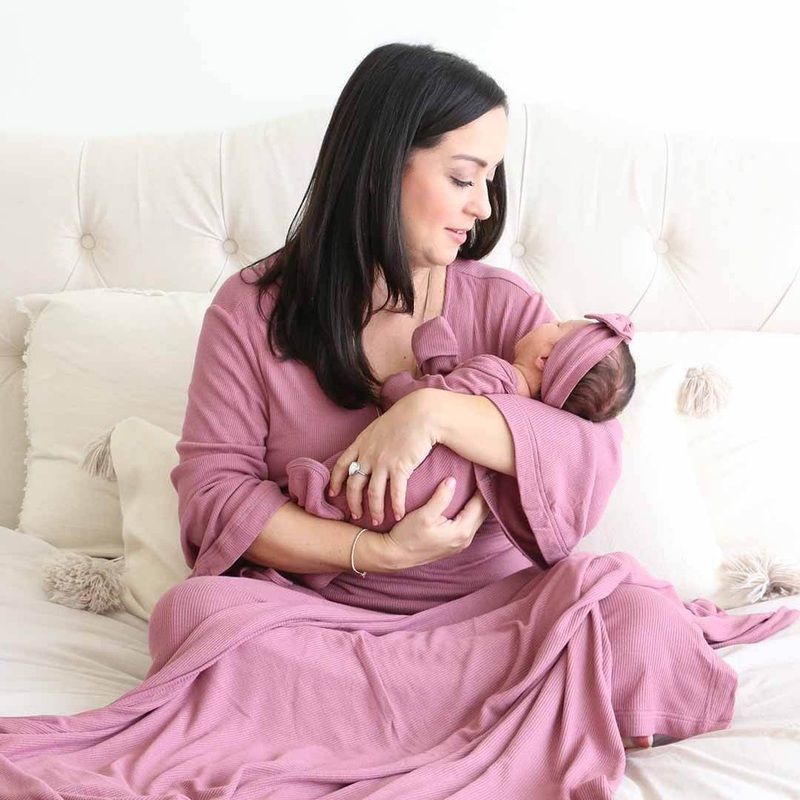 Boysenberry Bamboo Waffle Knit Maternity Robe