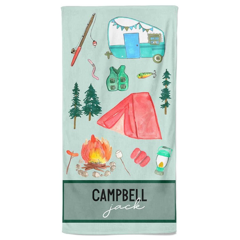 Happy Camper Personalized Kids Beach Towel