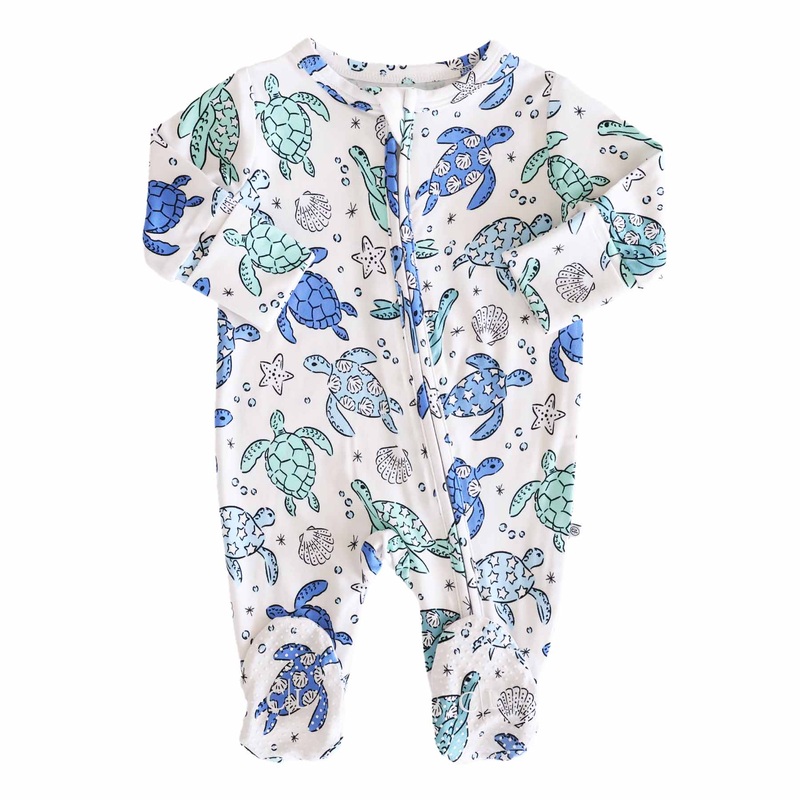 Sea Turtle Splash Zipper Footie
