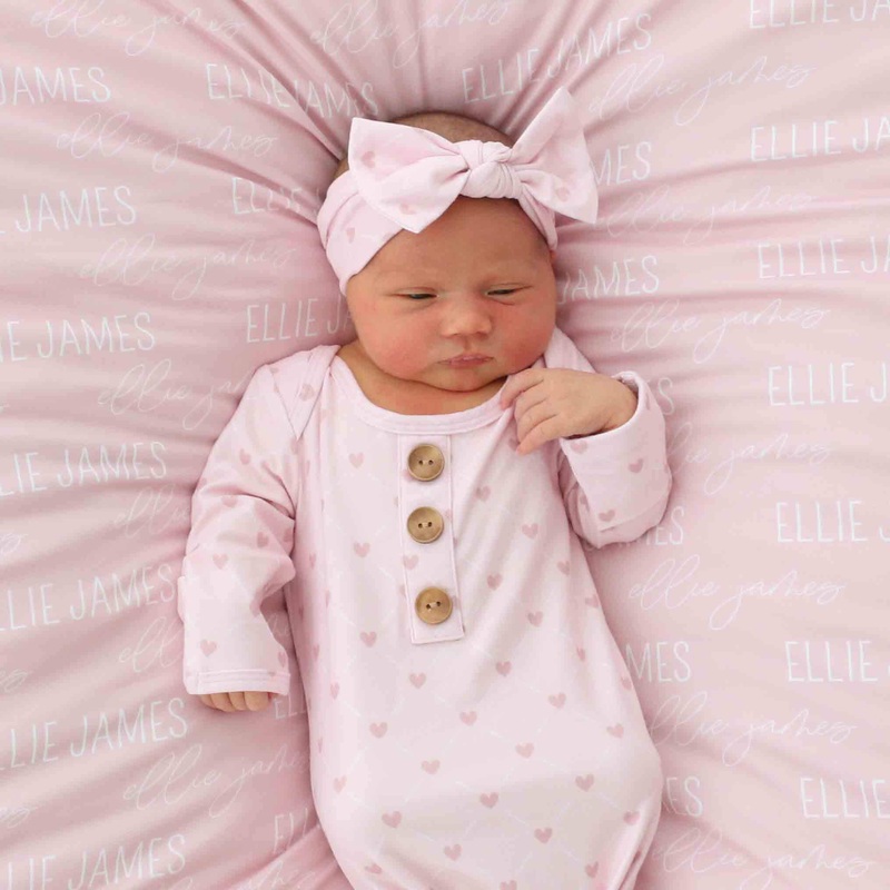 Sweet Heart Newborn Baby Knot Gown & Hat Set