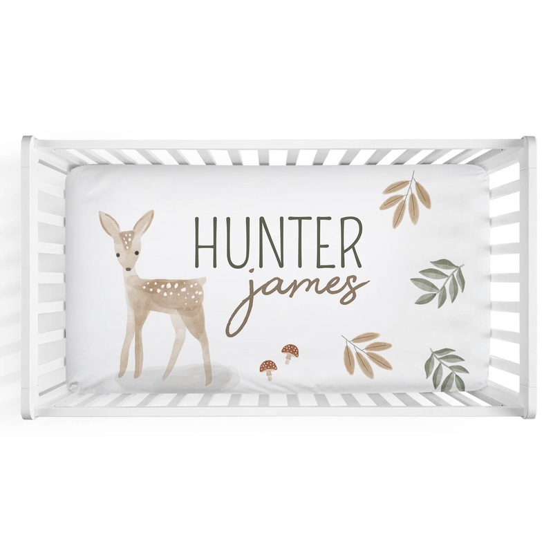 Finley’s Fawn Personalized Crib Sheet