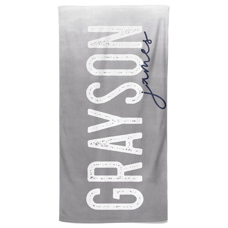 Gray Ombre Personalized Kids Beach Towel