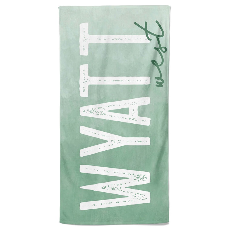 Green Ombre Personalized Kids Beach Towel