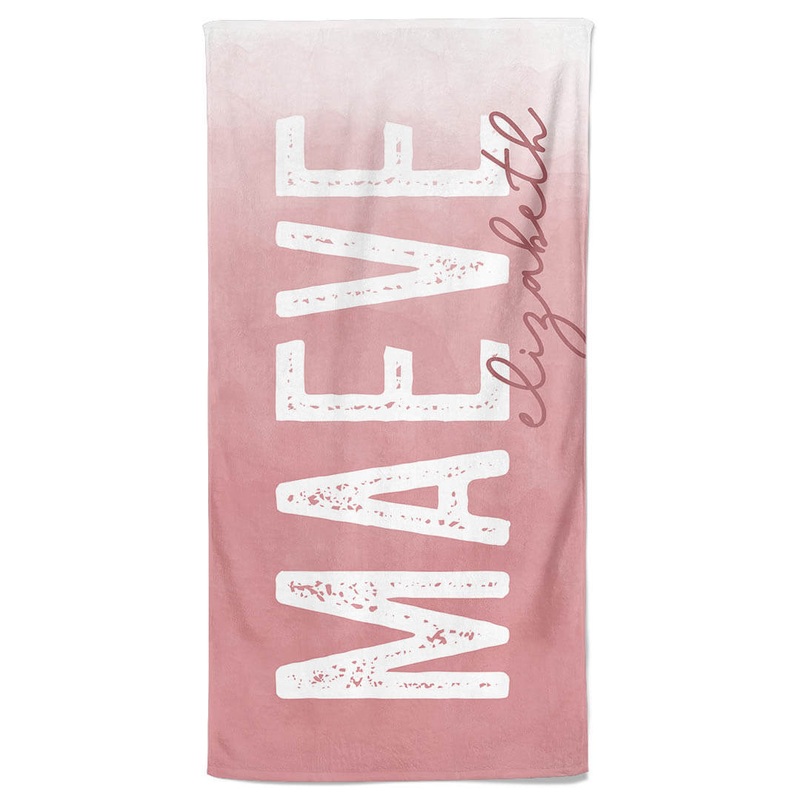 Mauve Ombre Personalized Kids Beach Towel