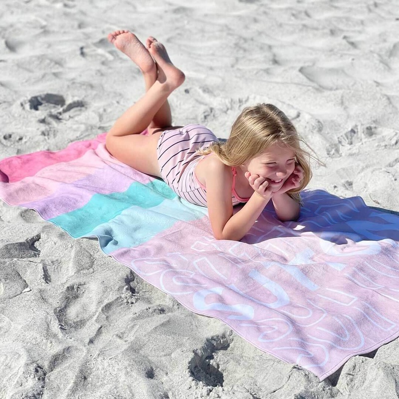 Pastel Gradient Personalized Kids Beach Towel