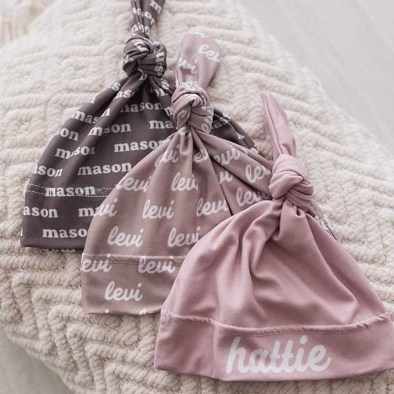 Pastel Neutrals Personalized Knotted Hat