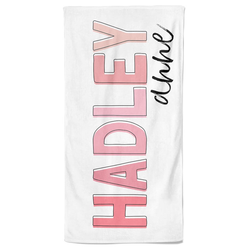 Pretty in Pink Color Block Personalized Kids Beach Towel