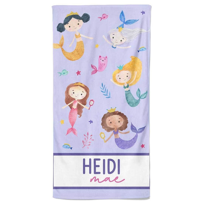 Mermaid Tales Personalized Kids Beach Towel