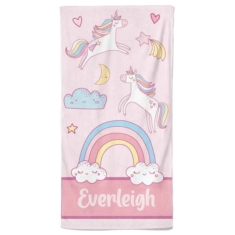 Unicorn Dreams Personalized Kids Beach Towel