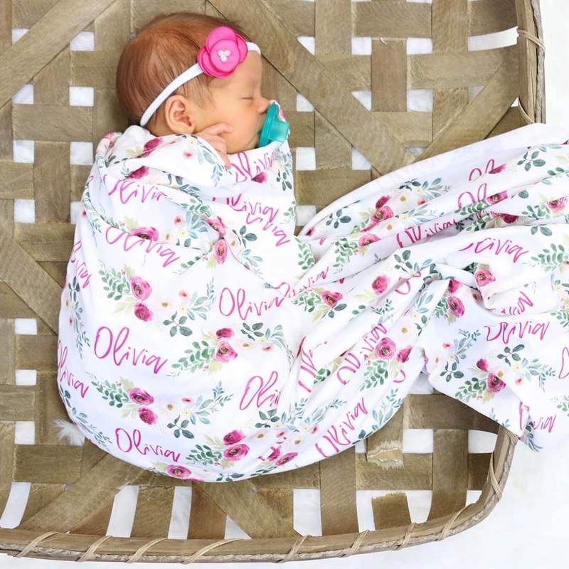 Franny’s Farmhouse Personalized Baby Name Swaddle Blanket